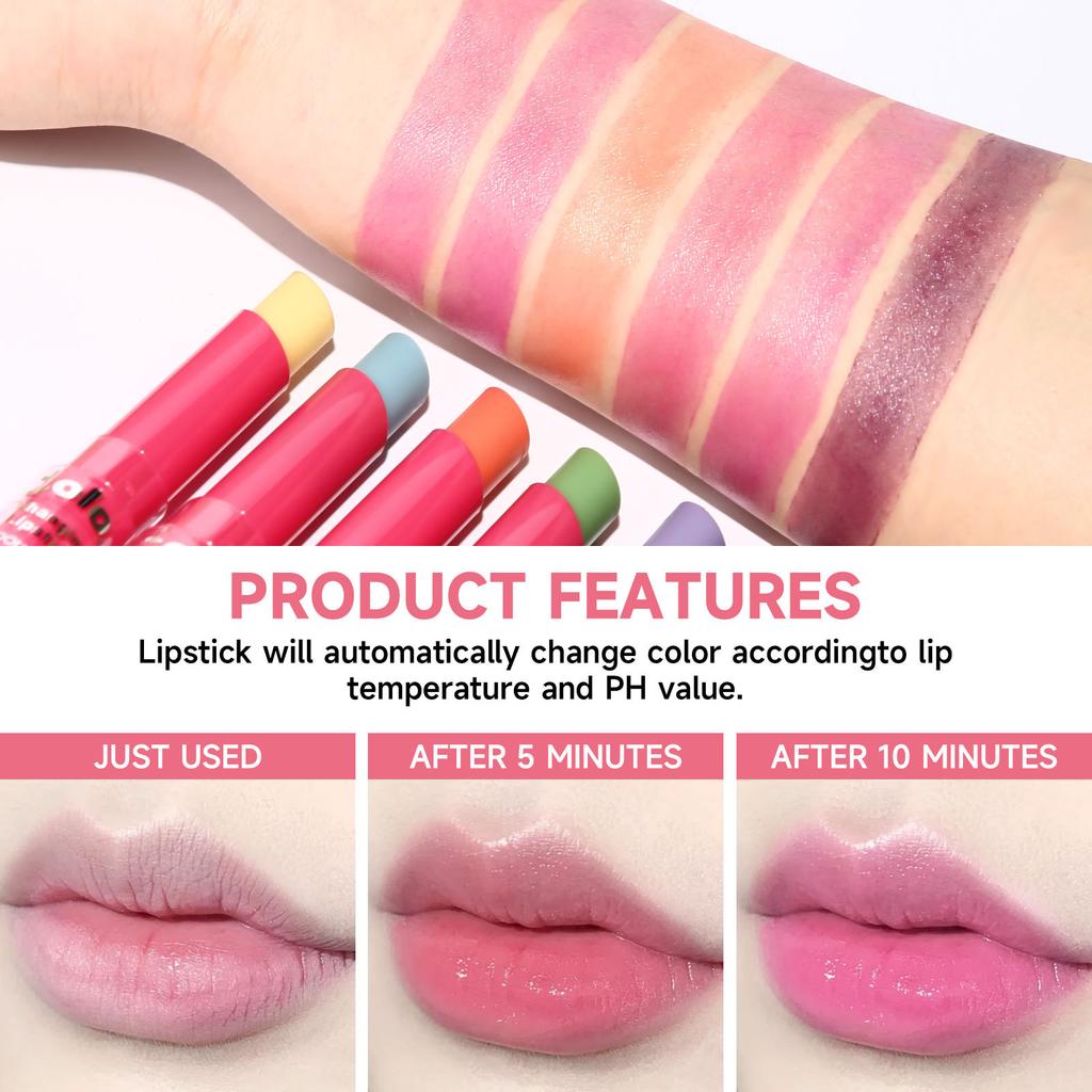 Moisturizing Lipstick Temperature Color-Changing Lip Balms Long-Lasting Smudge-Proof Waterproof Lipsticks for Hydration Repair
