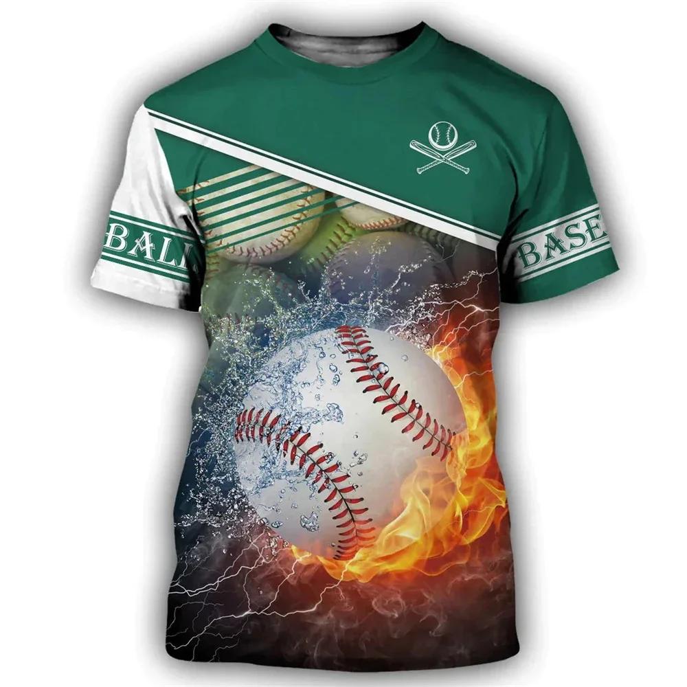 Baseball Sports 3D Printed Outdoor Men's Women's Short Sleeved T-shirt With Round Neck For Children Quick Drying Comfortable Top