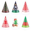6Pcs Christmas Paper Hat Snownman Elk X-mas Festival Party Caps Foldable Castle Triangular Hats Christmas Party Supplies