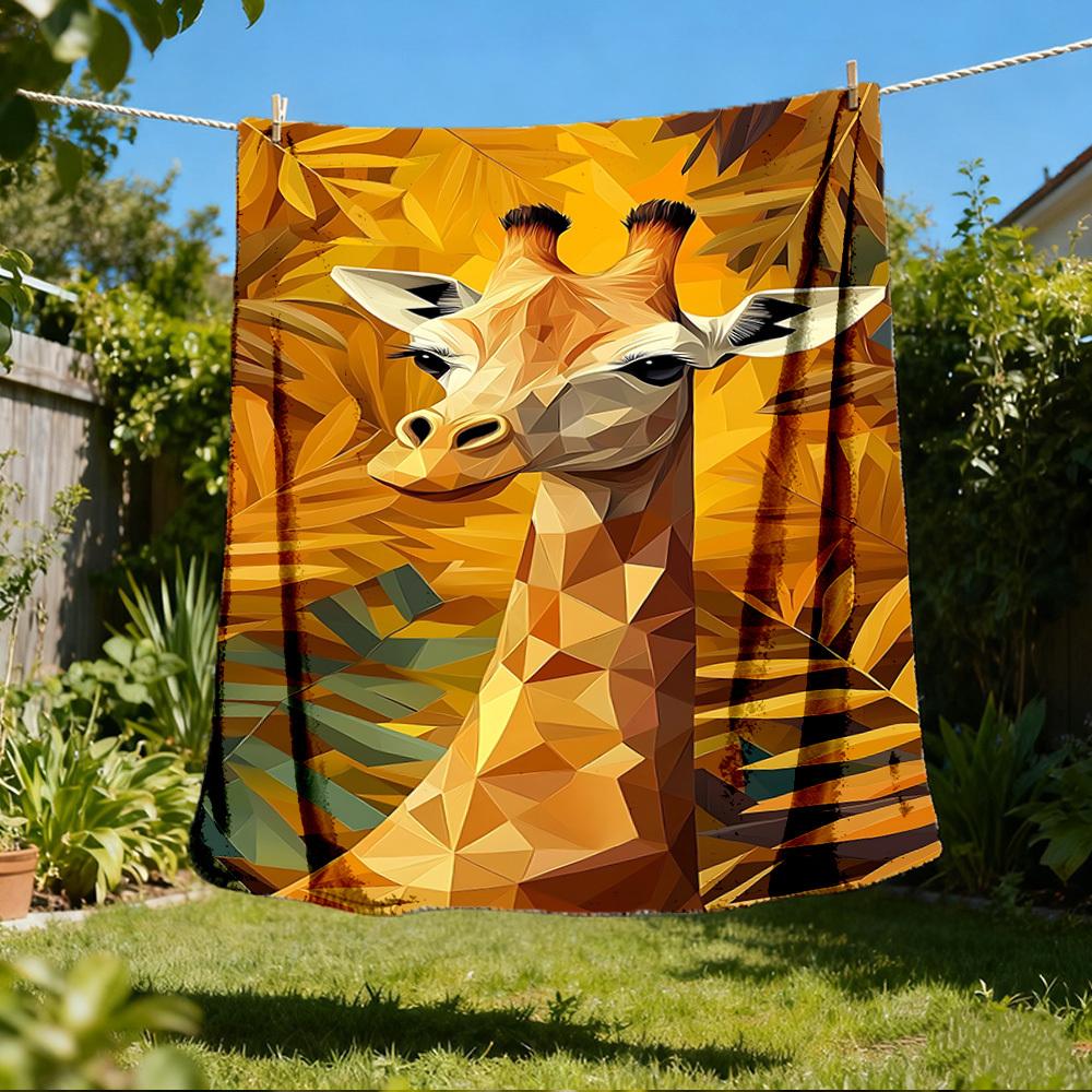 1pc Giraffe Print Print Outdoor Blanket, Lightweight Polyester, 80x120cm