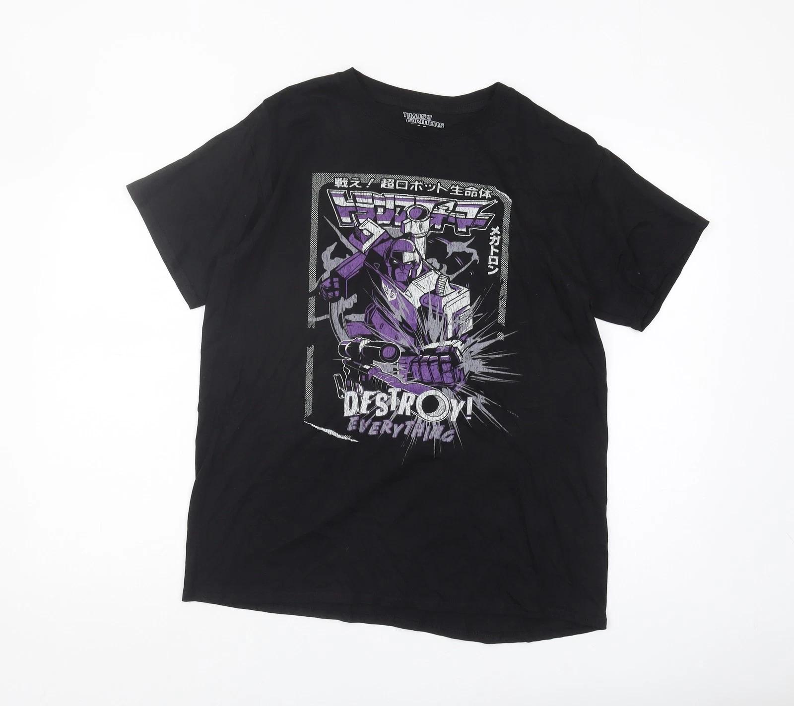 Transformers Men s Black Anime Graphic T-Shirt M 3XL