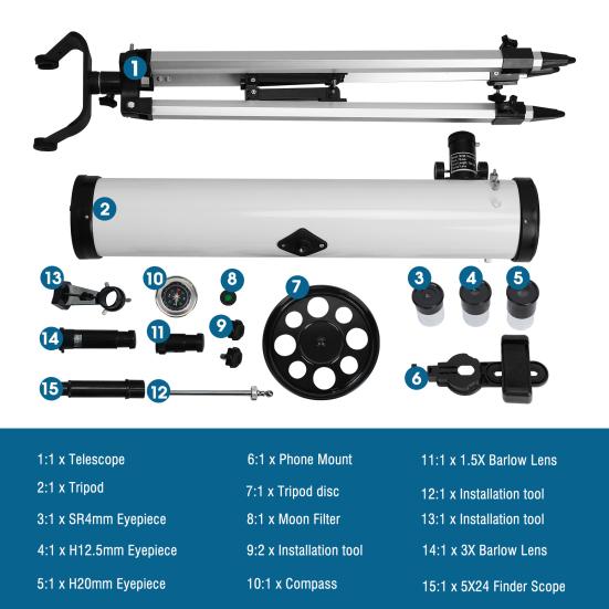 Telescope Large Aperture High Magnification Multifunction 76mm/700mm Monocular Astronomy Telescope with Tripod Finder
