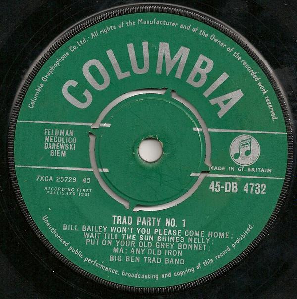 

7inch Record BIG BEN TRAD BAND - Trad Party 45DB4732 Columbia UK Jazz Used