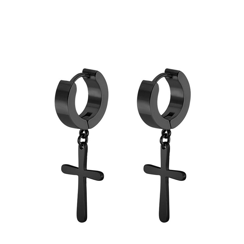 1 Pairs Punk Stainless Steel Stud Earrings Black Earrings Set For Men Women Vintage Hip Hop Piercing Ear Jewelry Accessories3