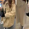 Femme Printemps Automne Vêtement d'extérieur Ample Doublé Veste Coupe-vent à Capuche Manteau Trench à Manches Longues
