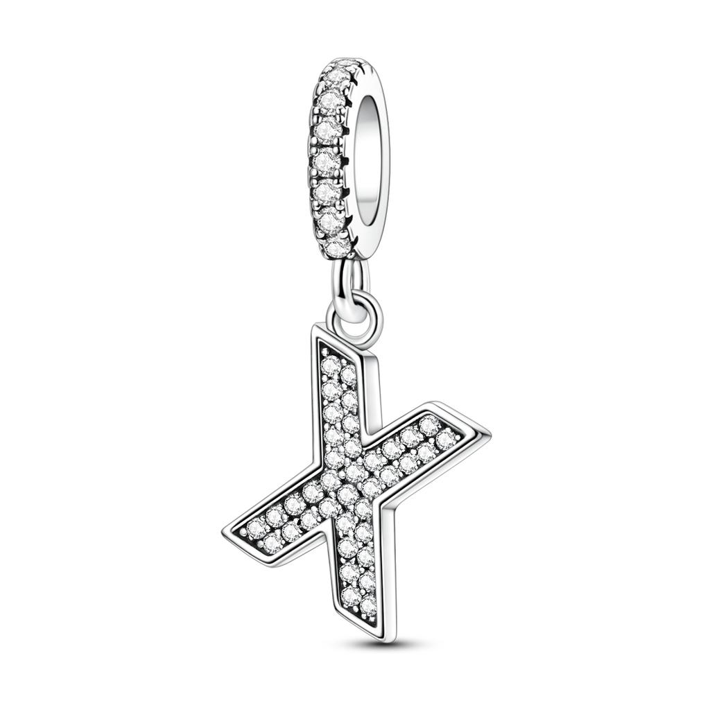 Pingente Pendurado de Cobre 26 Letras A-Z Pingente de Soletrar Zircônia Serve Pulseira Diy Joias Femininas