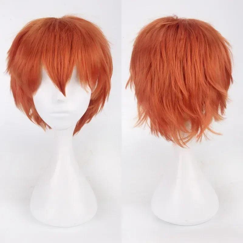Anime Mystic Messenger 707 Cosplay Synthetic Wig Short Red Orange Heat Resistant Hair Cosplay Wigs
