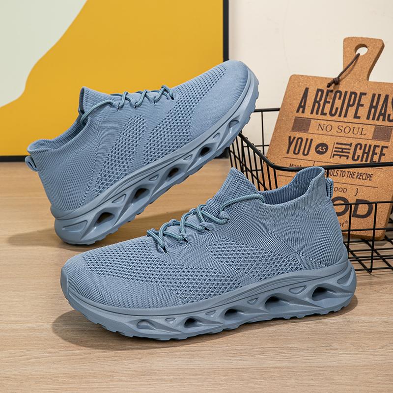Men's Casual Running Shoes Thick Bottom Breathable Mesh Upgraded Version Lightweight Fashionable Shock Absorption Summer Sneaker