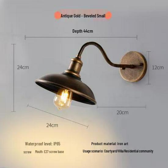 Retro American Outdoor Wall Lamp: Waterproof Lighting for Balcony, Corridor, Walkway, Garden, and Courtyard Fence.