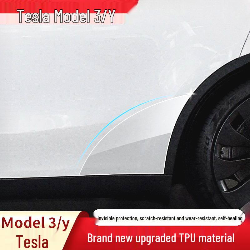 Model Y3 Car Door Corner Tint & Side Skirt TPU Anti-Scratch Film for Paint Protection.