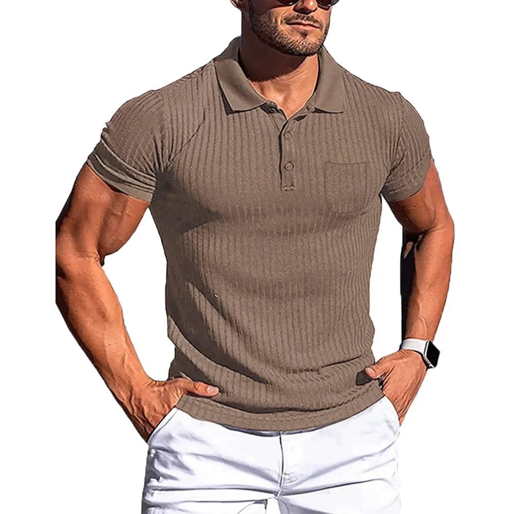 Tricouri casual pentru gimnastică pentru bărbați, pentru fitness de vară, tricou cu guler cu revere, cu mânecă scurtă, sport, pentru alergare, tricouri, haine pentru bărbați, îmbrăcăminte de stradă