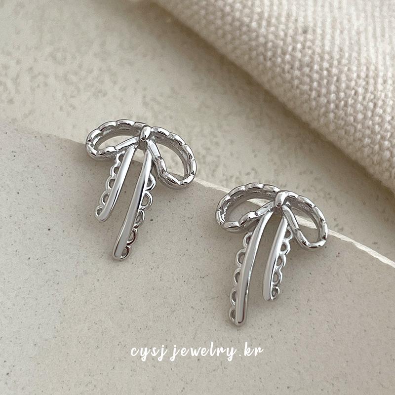Cui Yan S925 Sterling Silver Korean Ballet Bow Earrings for Women - Ins Niche 2025 925 Sterling Silver