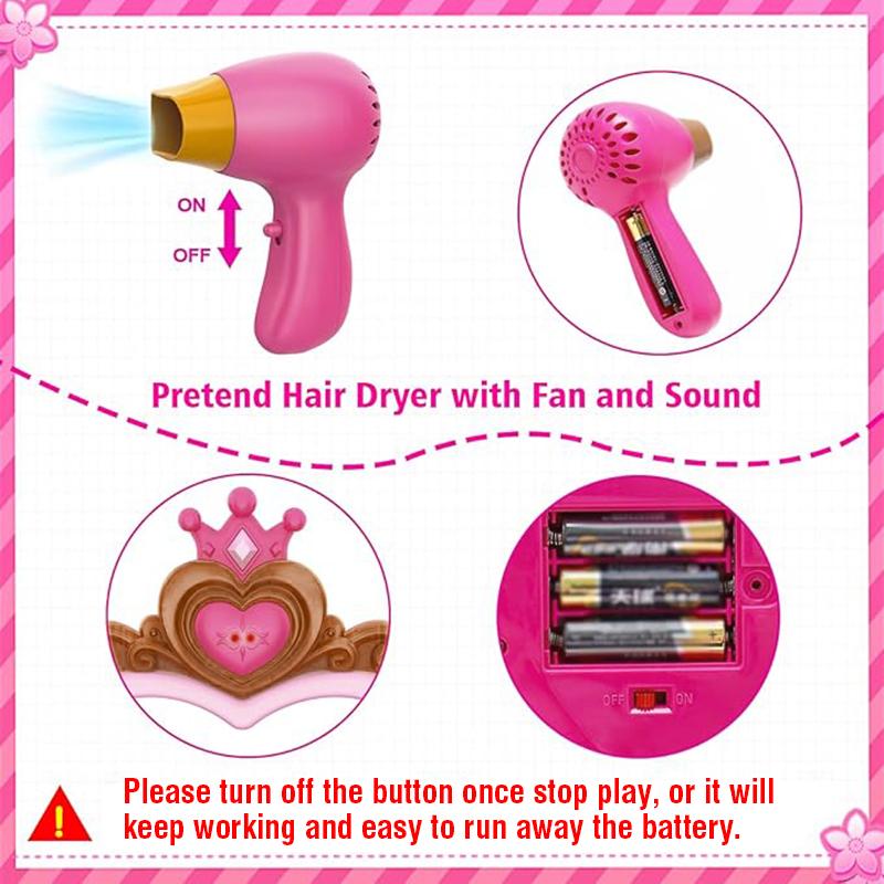 Simulated Dressing Table with Lights Music Inductive Door Pretend Play Vanity Table Makeup Hair Styling Role-play Set Girls Toys