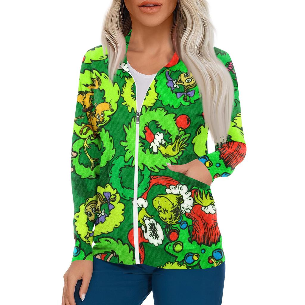 Women Long Sleeve Pattern Pocket Working Stand-up Collar Single-breasted Protective Overalls Cardigan Jacket Top