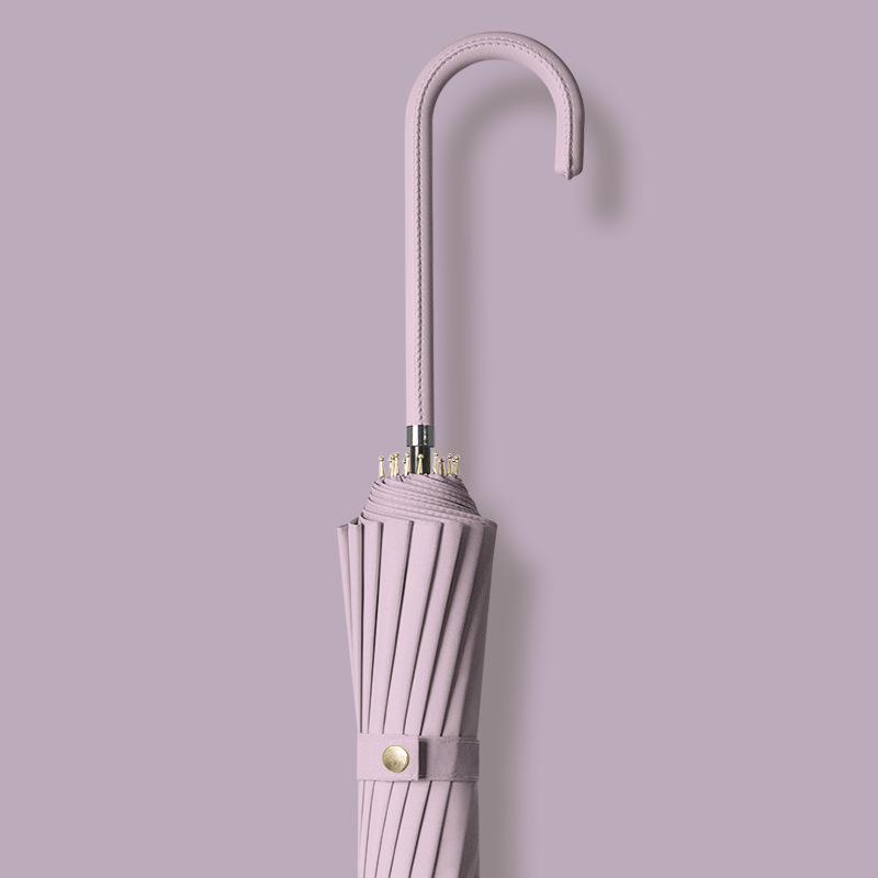 Japan Fashion Fresh Long Handle Umbrella Double Straight Umbrella Women Simple 16-Bone Reinforced Curved Handle Umbrella Printable Logo