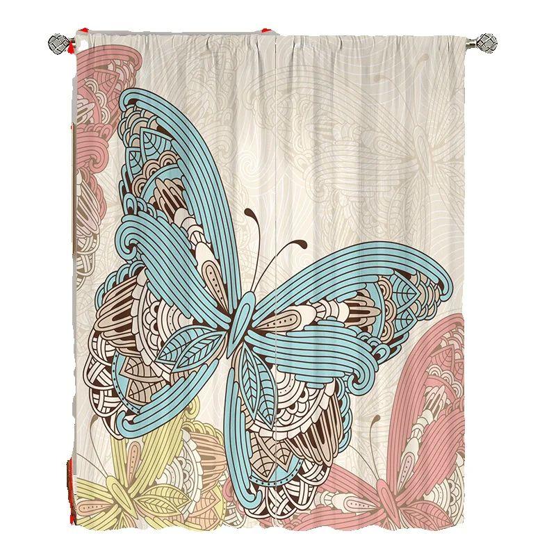 

2PCS-Classic Butterfly - Штора с принтом - Материал полиэстер - подходит для спален, гостиных, кабинетов, частных помещений 23Wx59L(60x150CM)x2