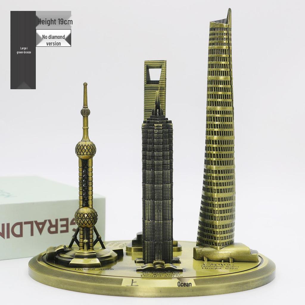 Shanghai Landmark Building Model: Oriental Pearl Tower, World Financial Center, Jin Mao Tower - Metal Creative Handicraft