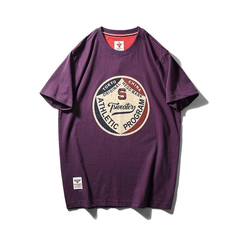 Trade Export to Domestic Sales American Retro Printed Pure Cotton Trendy Brand Short-Sleeved T-Shirt Men's Summer Base Layer Men's Clothing T-Shirt