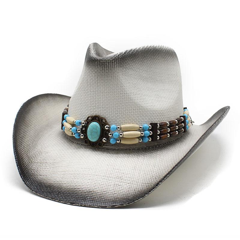 Summer Straw Cowboy Hat, Embroidered Breathable Sunshade Couple Sun Hat Beach Hat Straw Hat Cool Hat Women'S Hat