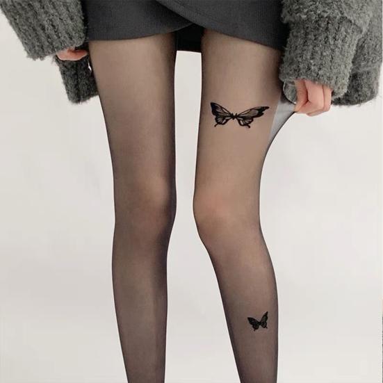 Damskie rajstopy z nadrukiem motyla Ultra cienkie Przezroczyste Wysoka elastyczność Antypoślizgowe Jednolity kolor Dojazdy Randki Impreza Mini spódniczka Pasujące rajstopy