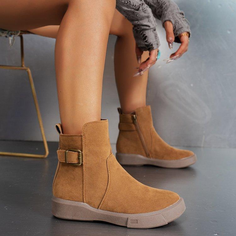 Side Zipper Foreign Trade Platform Short Boots Women's Spot Large Size Retro Belt Buckle Martin Boots 2025 Autumn New