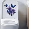 Self-adhesive Waterproof Toilet Seat Stickers Purple Rose Butterfly for Bathroom Decor