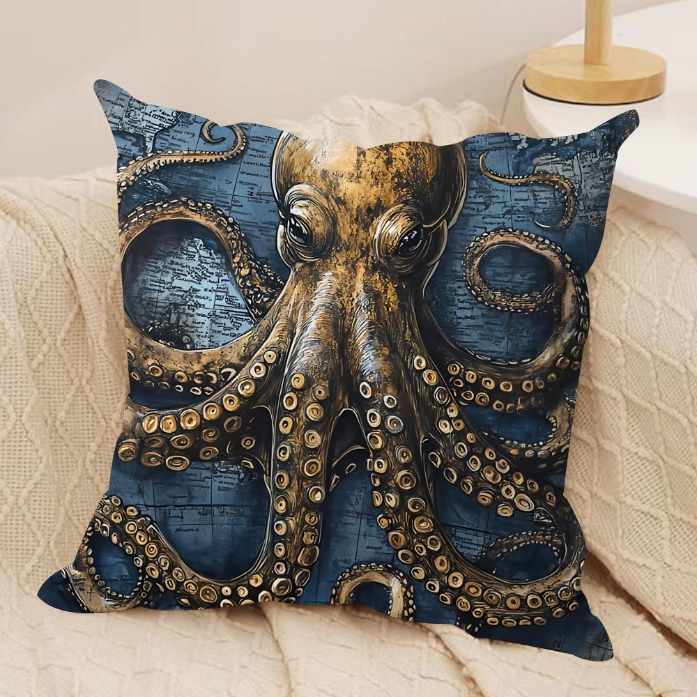 The Retro Age Of Navigation Cushion Cover Silky Short Plush Invisible Zipper Dustproof Sofa Pillow Case For Home Decor