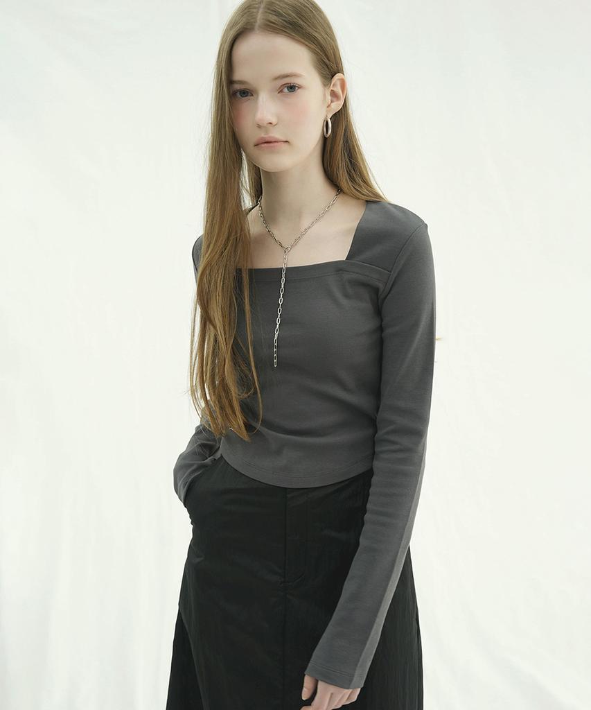 VIVACIOUS Renee Square Neck Slim Long Sleeve - 5Col
