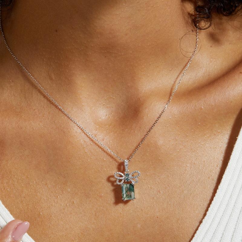 1pc Original R Pendant For Women Natural Gemstone Moss Agate Party Gifts Fine Jewelry Free Shipping New Without Chain