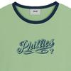 MLB Philadelphia Phillies Letter Slim Fit Color Block Short Sleeve T-Shirt Women Tops 3FTSV5063-10GNP