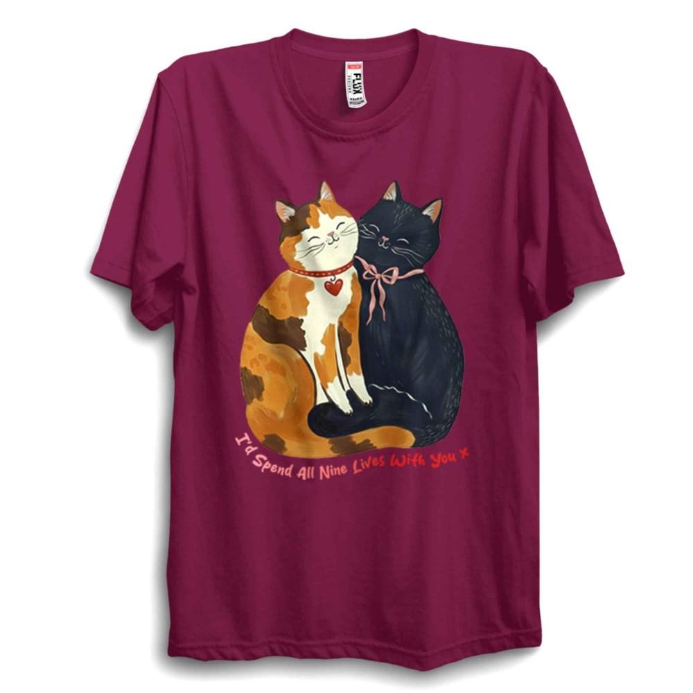 9 Lives Cat T Shirt Funny Valentine Love Tee Unisex Cute Cat Gift