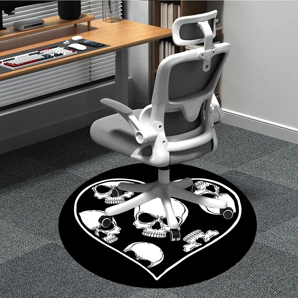 1pc Skull Heart Office Round Area Rug, Under Office Chairs Bedroom Living Room Home Decor, Room Deco