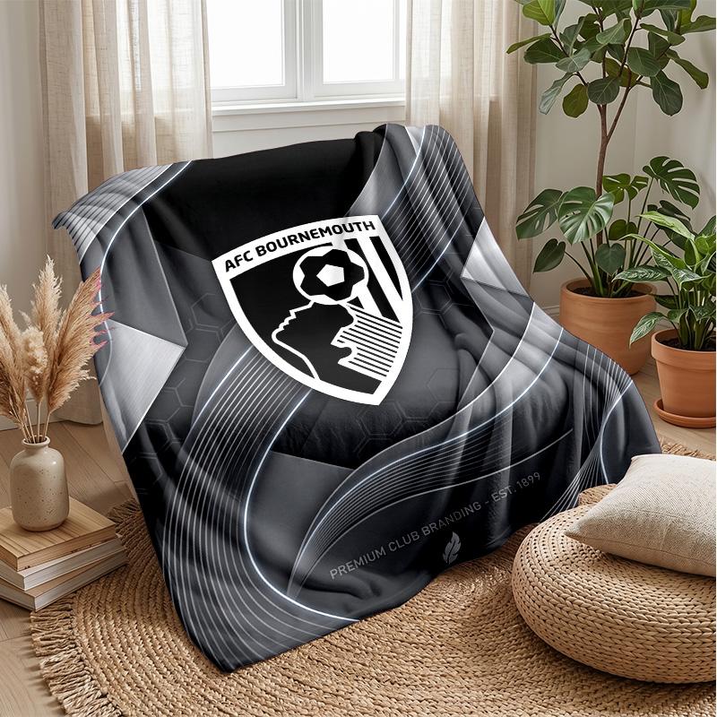 Bournemouth Fußball Druck Flanell Decke, Weiche Warme Leichte Überwurfdecke für Sofa Bett Camping