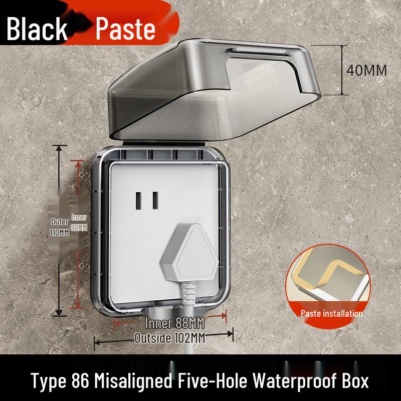 Type 86 Waterproof Bathroom Switch Socket Cover - Transparent Adhesive Splash Box for Power Protection