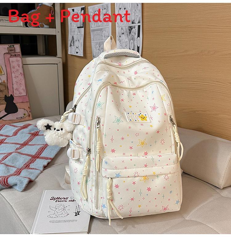 Star Pattern Girls Backpack With Material And Comfortable Straps For School