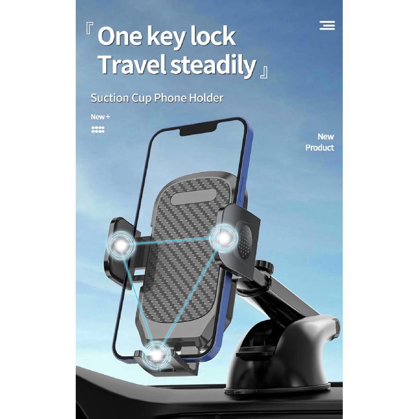 Car Phone Holder, Adjustable Car Phone Mount Cradle 360° Rotation - 2023 Upgraded Strong Sticky Gel Pad for Car Dashboard,H