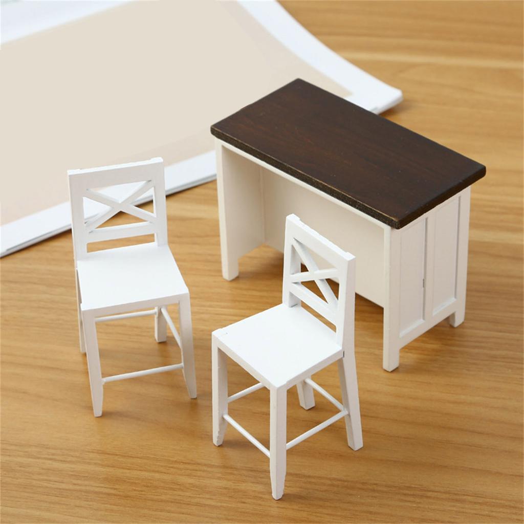 1/12 Miniature Dollhouse Furniture Metal Bar Table and Chair Set for Realistic Dollhouse Scene Display Decoration