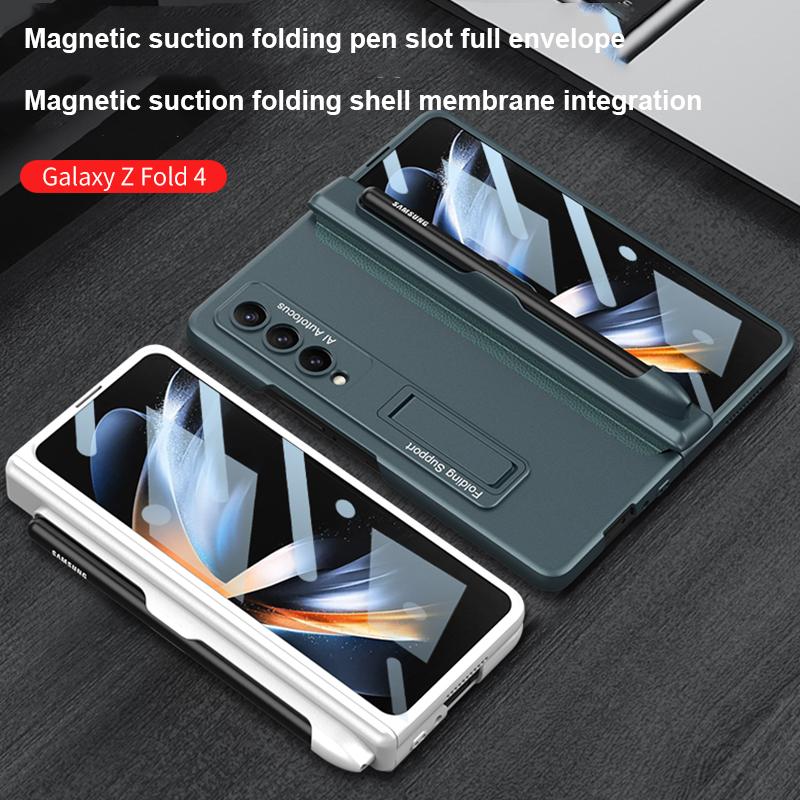 Custodia Porta Penna con Cerniera Magnetica Per Samsung Galaxy Z Fold 4 5g Fold 4 Supporto Stand Custodia Rigida Copertura Slot Laterale per Penna (Nessuna S Pen )