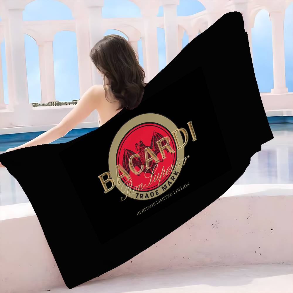 B-Bacardi Rum Vampirfledermaus Mikrofaser Decke Schnelltrocknend Strandtücher Übergröße Druck Super Saugfähig Pooltuch Decke