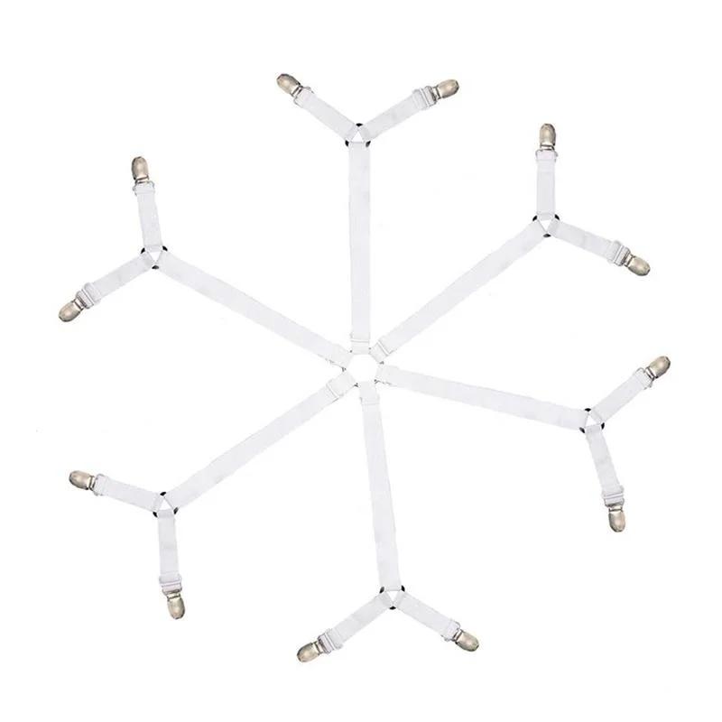 

12 зажимов, регулируемый эластичный держатель для простыни, зажимы для матраса, застежки, чехлы, одеяла, нескользящие фиксирующие ремни, захваты, черный/белый белый