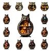 Vintage Wood Halloween Wooden Owl Tabletop Centerpiece, 2D Flat Pumpkin Ghost Bat Art Skeleton Standing Table Sign for Party, Shelf, Desk Decor Shelf