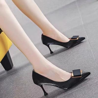 Spring and Summer Footwear High Heels Women's Shoes Square Buckle Sexy Joker Women's Shoes with Thin Heels.