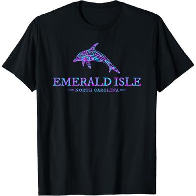 Emerald Isle North Carolina Colorful Dolphin Girls Boys T-Shirt