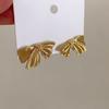 Towel Texture Bow Earrings for Women with Niche Design Retro Personality Simple and Versatile