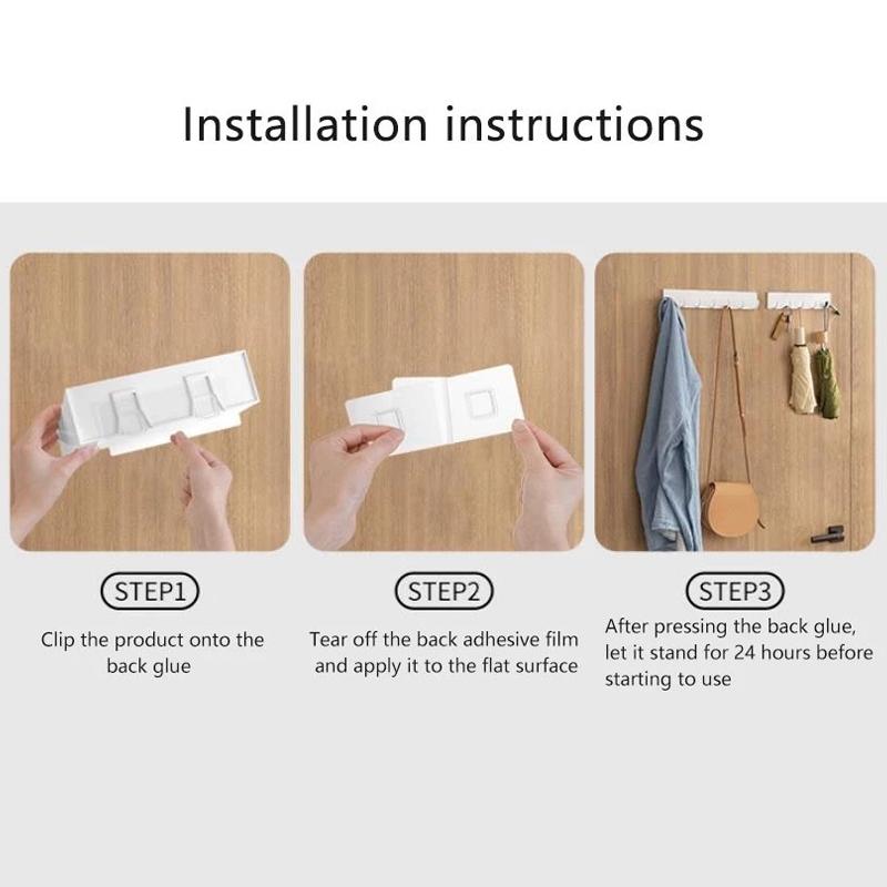 5-Hook Wall Mounted Hooks No Punching Bathroom Multi-Purpose Hooks Kitchen Rack Storage Rack