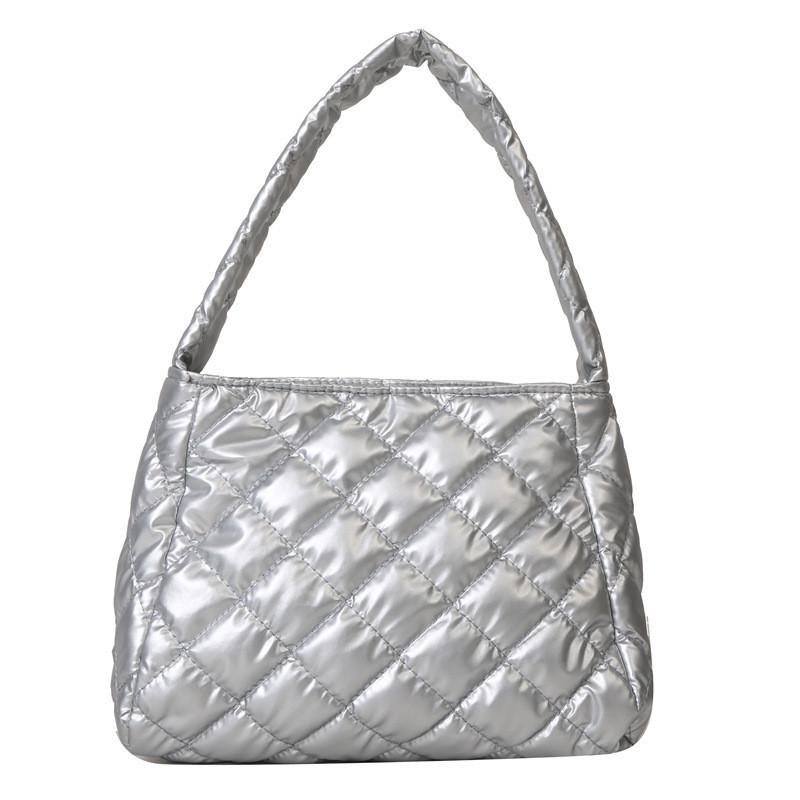 Stylish Quilted Large-capacity Handbag Trendy Geometric Tote For Winter