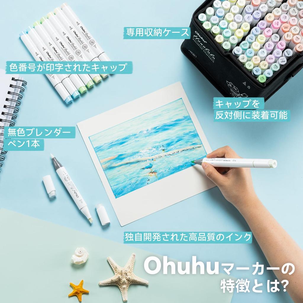 Ohuhu Stift Marker 96 Licht Professioneel Bevat 1 Blender Honolulu Serie Stiften, Tinten, Pastel/Vet Punt, Stift,