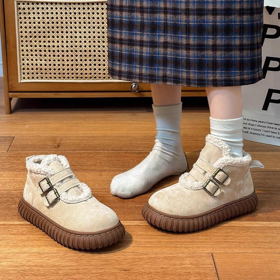 Snow boots women's new winter velvet thickened warm fur integrated thick-soled fluffy cotton shoes