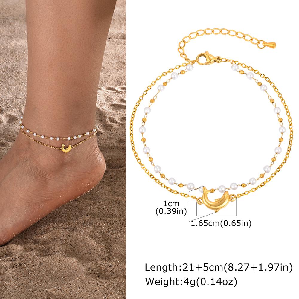 Gold Plated Heart Anklet for Women Stainless Steel Delicate Foot Jewelry Light Luxury Party Gifts for Girl