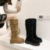 Thick-soled Brown Maillard Boots Women's 2025 New Autumn and Winter Wasteland Wind Heap Boots Tall Knight Boots